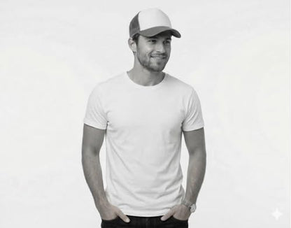 NYFASHION101 Plain Mesh Trucker Hat - Breathable 6-Panel Daily Snapback Cap, Customizable Ideal for DIY Embroidery & Patches - color: Black/White