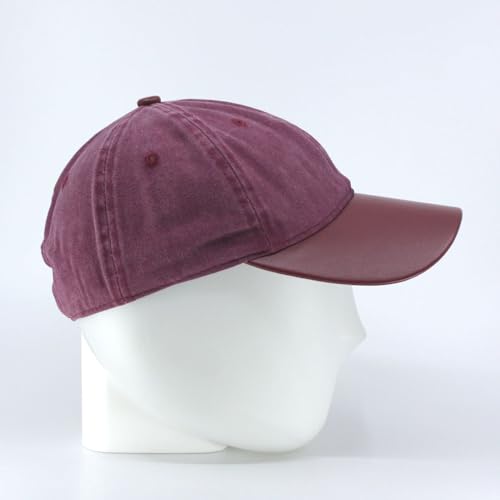 Heavy Washed Coated Canvas Wax-Look Adjustable Low Profile Men Women Baseball Cap - color: Canvas Red/Red