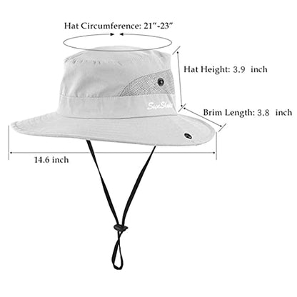 IYEBRAO 2 Pack Womens Ponytail Sun Hat UV Protection Bucket Hats Foldable Wide Brim Summer Boonie Beach Cap Fishing Hiking… - color: Pure Beige & Army Green