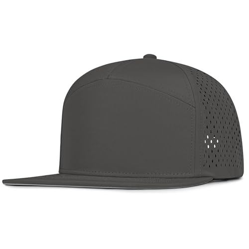 4 Inclusive Sizes Flat Bill Performance Trucker Hat Men Women, 7 Panel Snapback Running - color: 13.grey