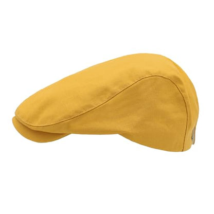 ZLYC Men Summer Flat Cap Scally Ivy Gatsby Newsboy Beret Driver Hat - color: Solid Yellow