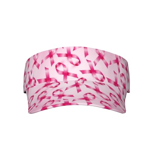 Sports Sun Visor Hats Adjustable Men Women Lightweight Packable Cooling Empty Top Visor Hat for Running, Tennis, Golf - color: Pink Ribbons