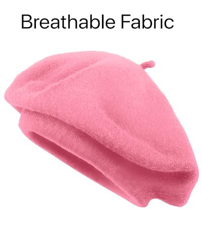 Parquet Solid Color French Beret Hat. Classic French, Casual and Chic Lightweight Cap for Women - color: Pink