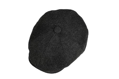 8 Panel Wool Blend Newsboy Cap – Classic Tweed & Herringbone Baker Boy Hat for Men & Women - color: Black Herringbone, size: XX-Large