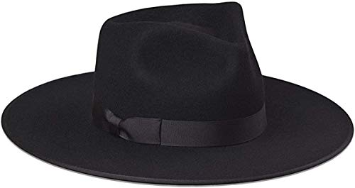 Lack of Color Rancher – 100% Australian Wool Fedora Hat for Women, Wide Brim Structured Design, UPF 50+ Protection - color: Noir, size: Large