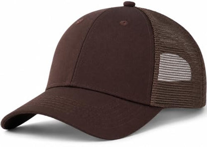 TSSGBL Classic Plain Baseball Cap, Small/M-L/XL-3XL Big Head Fit, Unisex Adjustable Cotton Structured Golf Dad Hat - color: Brown/Mesh, size: Small-Medium