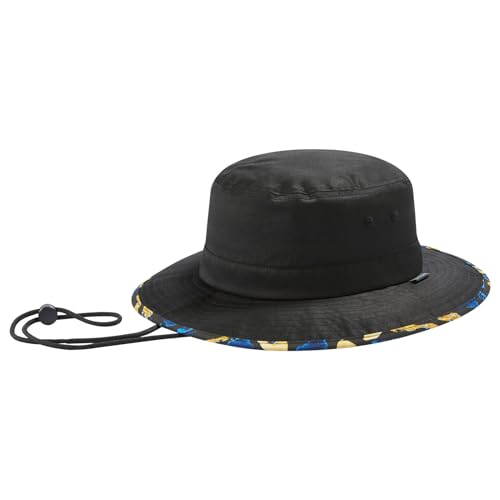UPF 50+ Foldable Sun Hat Patterned Under Brim Bucket Hats for Summer Hiking Fishing Beach Safari Men Women - color: Black & Dark Grey, size: Medium