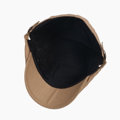 meioro Men's Cotton Newsboy Hat Striped Texture Adjustable Flat Cap - color: White