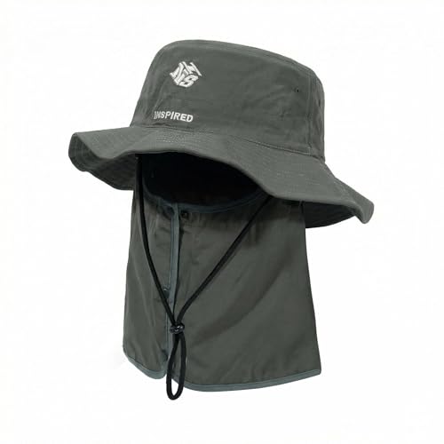 Bucket Hat for Men Women,Waterproof Sun Hat UV Protection with Detachable Face Neck Flap for Outdoors - color: Green