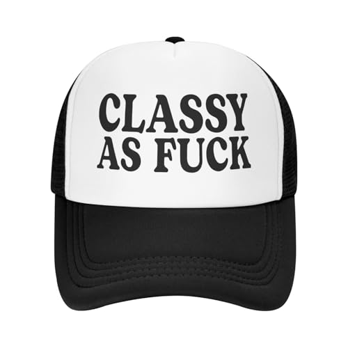 Funny Trucker Hats for Women Country Women's Trucker Hats Breathable Mesh Summer Caps Adjustable Pink Hats - color: Classy as Fuck-black