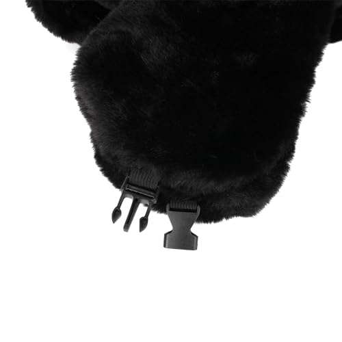 Womens Faux Fur Fuzzy Trapper Hat Winter Ear Flap Trooper Aviator Hat - color: Black