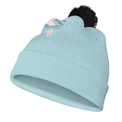 Girls Boys Winter Warm Knit Beanie Pompom Elasticity Slouchy Hat Skull Caps for Childrens - color: Kawaii Axolotl
