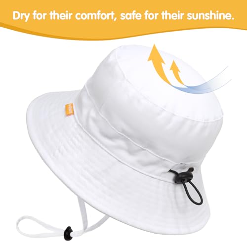 WILLPORT Kids Sun Hat,Adjustable Cotton Toddler Bucket Hat,0-6Y - color: White, size: 0-24 Months