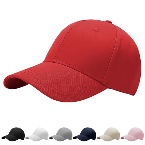 Adjustable Cotton Baseball Cap for Men Women - color: Red