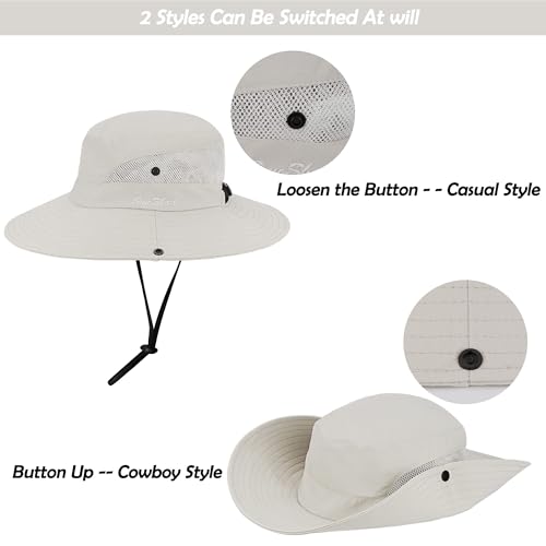 Women's Outdoor-UV-Protection-Foldable-Sun-Hats-Wide-Brim Hat Ponytail-Hole - color: Pink+beige