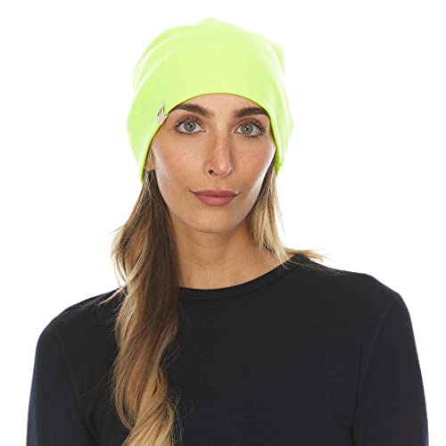 100% Merino Wool Cuff Beanie - Warm Winter Hat - Novelty Beanie - Toque - color: High Visibility