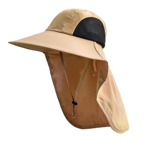 Sun Hat for Men Women with Neck Flap,UPF 50+ UV Protection Fishing Hat - color: 1pack-khakisleeves