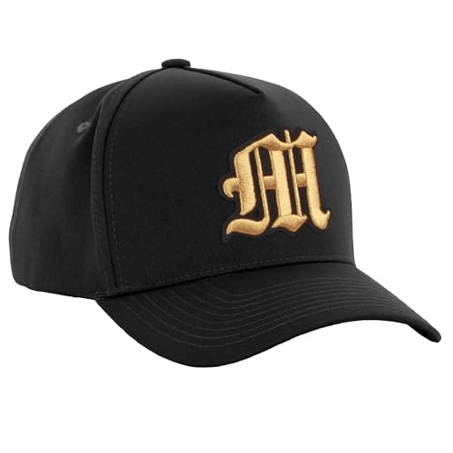 Daxton Premium Trucker Hat Twill 5 Panel Cap Vintage Custom Embroidery Logo Letter or Number - color: Black Hat-black Gold Logo, style: Letter: M