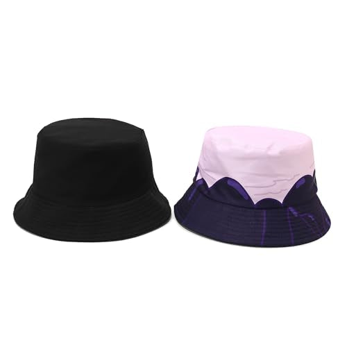 Unisex Print Double-Side-Wear Reversible Bucket Hat - color: Purple Mountains