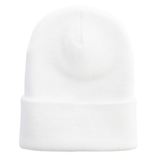 e4Hats.com 12 inch Cuffed Knit Long Beanie - color: White