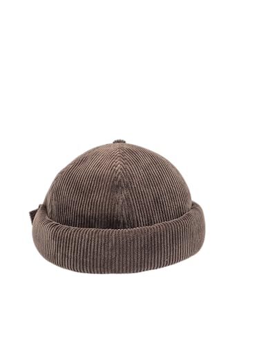 Fits Y’All Corduroy Docker Cap: Adjustable, Brimless Cuffed Beanie Hat, Skullcap, Vintage Style for Men, Women & Unisex - color: Dark Brown