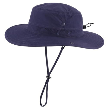 Connectyle Sun Hat for Men Women Outdoor UV Protection Safari Hat for Fishing Hiking Gardening Breathable Cowboy Hat UPF50 - color: Navy Blue