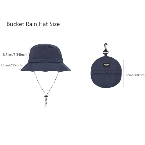 Outdoor Bucket Packable Sun Hat with Detachable Chin Strap for Women and Men, Quick Dry Waterproof UV Protection Sun Hat - color: Navy Blue