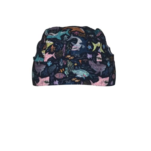 Adjustable Cycling Cap, Quick Dry Sports Bandana Skull Cap Helmet Liner - color: Funny Sharks