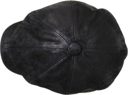 KBETHOS Leather Ascot Made in USA Ivy Collection Classic Newsboy Caps - color: (B) Leather - Black, size: Small-Medium