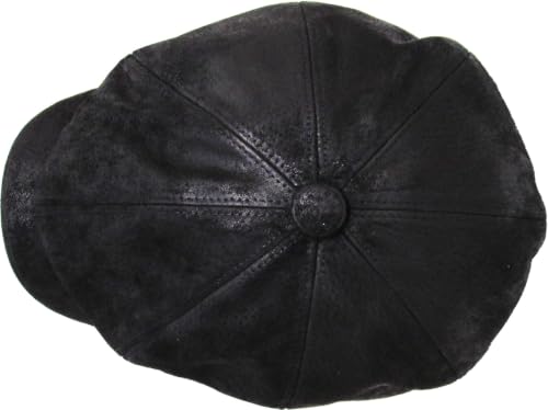 KBETHOS Leather Ascot Made in USA Ivy Collection Classic Newsboy Caps - color: (B) Leather - Black, size: Small-Medium