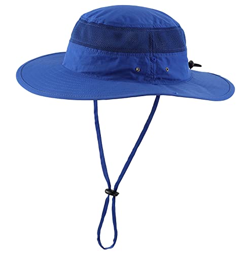 Connectyle UPF 50+ Wide Brim Sun Hat for Men Breathable Cowboy Boonie Hats Outdoor Bucket Hat for Fishing Hiking Safari - color: Royal Blue