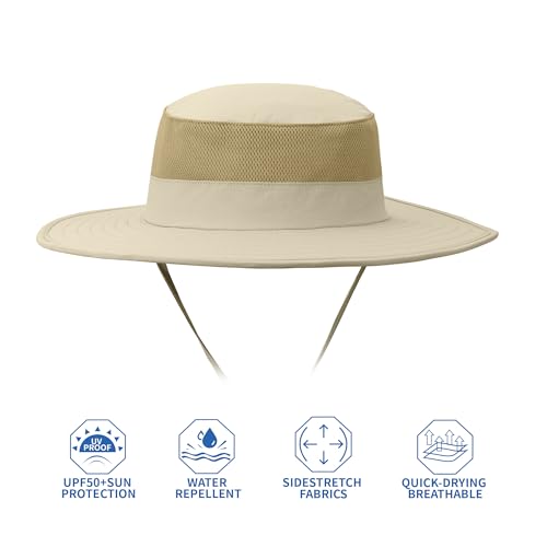 Outdoor Sun Hat UPF 50 Protection Waterproof Fishing hat Face Cover Summer Neck Flap Hat - color: Light Khaki Pro