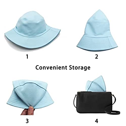 Unisex Bucket Hat Beach Sun Hat Aesthetic Fishing Hat for Men Women Teens, Reversible Double-Side-Wear - color: Light Blue