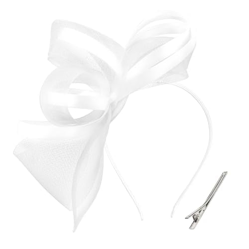 White Fascinators Hats for Women, Fascinator Headband Women's Tea Party Hat Derby Hats for Cocktail, Wedding, Fancy Dress Party, 1920s Accessories for Women - color: White
