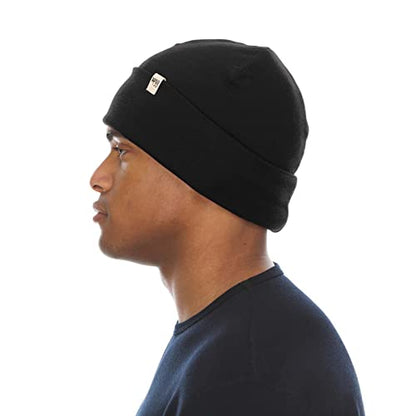 100% Merino Wool Cuff Beanie - Warm Winter Hat - Novelty Beanie - Toque - color: Black
