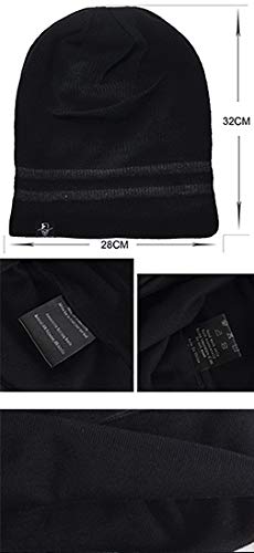 VECRY Mens Slouchy Beanie Knit Skull Cap Long Baggy Hip-hop Winter Summer Hat B305 - color: Stripe-black, size: Large