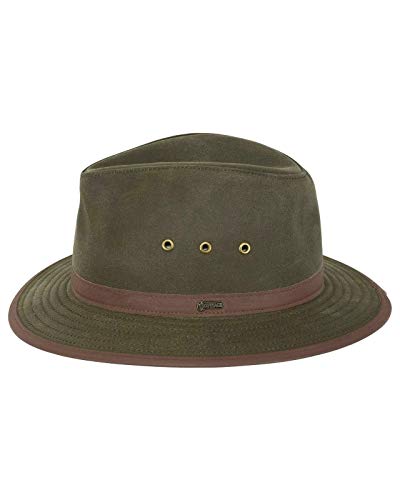 Outback Trading Company Unisex 1462 Madison River Sun-Protective Waterproof Crushable Cotton Oilskin Hat - color: Sage, size: Small