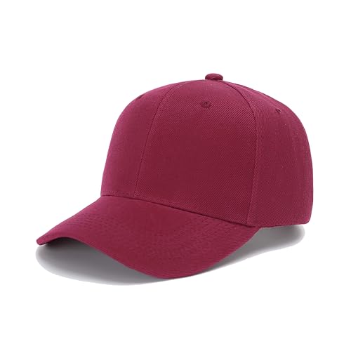ZH Plain Adjustable Baseball Cap - Lot of 12 Unisex Blank Design Caps - color: Wine Red