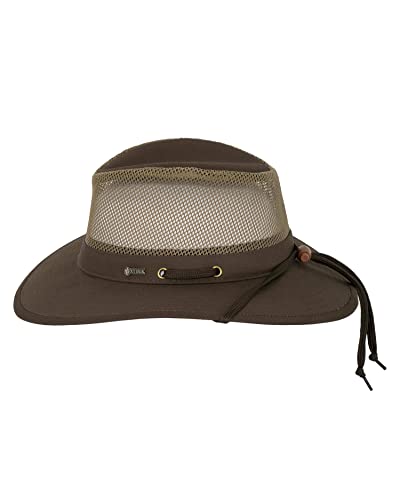 Outback Trading Company Men's 14726 River Guide Ii Canvas Breathable Moisture Wicking UPF 50 Outdoor Hat with 4" Mesh Crown - color: Dark Brown, size: Small
