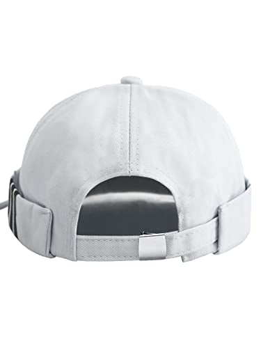 Dome Brimless Docker Cap Sailor Beanie Cap Visorless Hat for Men & Women - color: White