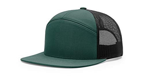 Richardson 168 Hi-Pro 7 Panel Adjustable Snapback Trucker Mesh Back Cap - color: Dark Green/Black