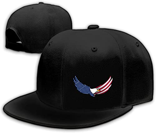 Snapback Hats for Men Flat Bill Black Adjustable Baseball Cap Trucker Hat for Dad American Flag Pirate Skull Caps Cool - color: Eagle Usa Flag
