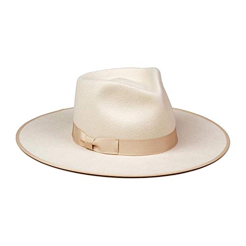 Lack of Color Rancher – 100% Australian Wool Fedora Hat for Women, Wide Brim Structured Design, UPF 50+ Protection - color: Ivory, size: Medium