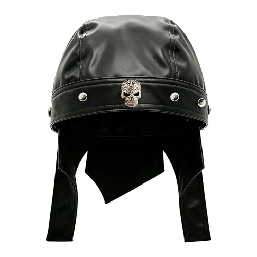 Biker Cap for Women Punk Motorcycle Skull Cap Adjustable Stylish Doo Rag Headwrap for Riding Outdoor Activities - color: Skull B