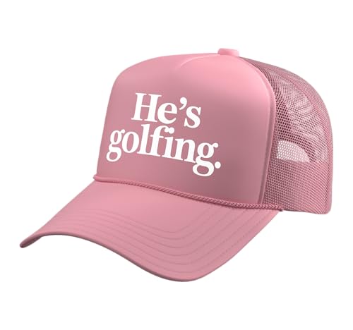 He's Golfing Trucker Hat with Adjustable Mesh Back - color: Pink