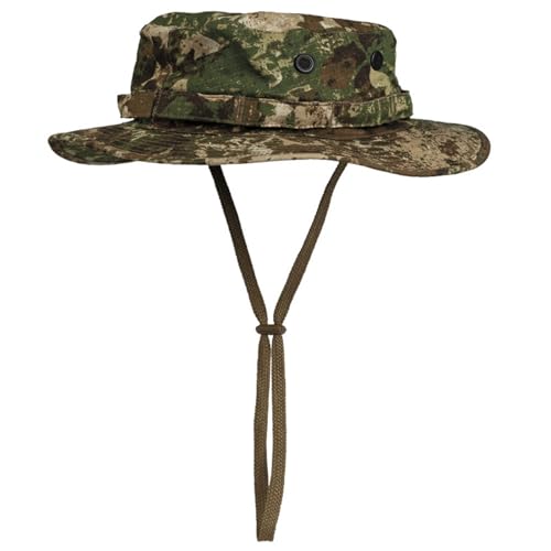 Mil-Tec Unisex Cotton Ripstop Boonie Hat - Durable Lightweight Tactical Outdoor Vented Wide Brim Hat w/Adjustable Chin Strap - color: Phantomleaf Wasp I Z2, size: Medium