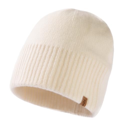 TOP-EX PolarWool Merino Wool Beanie with Soft Polartec Fleece Lining - color: Beige, size: Medium-Large