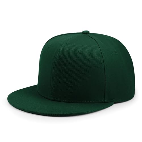 Back Closure Big Size Baseball Cap Hiphop Flat Peak Plain Sport Hats Oversize Large Men Fitted Caps - color: Dark Green