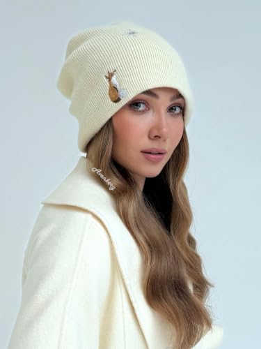 Oversized Slouchy Non-Itchy Knit Beanie Winter Hat for Men & Women - color: Cream