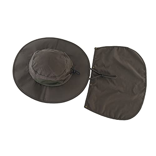 Home Prefer Outdoor UPF50+ Mens Sun Hat with Neck Flap Womens UV Protection Hat Wide Brim Safari Fishing Hiking Gardening Hat - color: Army Green